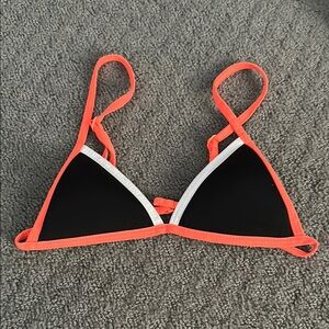 Women's Black and Orange Bikini Top
